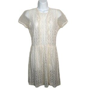 Red Valentino Ivory Sheer Lace Tulle Mini Dress S Victorian Date Night Coquette